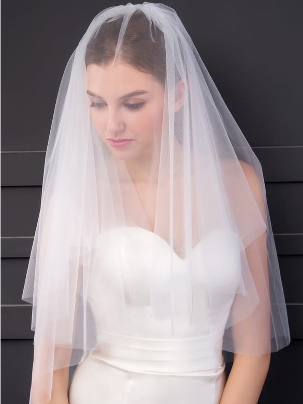 Classic Two-Tier Elbow Length White Bridal Veil 30”